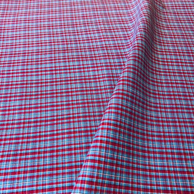国産【チェックプリント】レッド×ブルー チェック柄 (JCK-017)