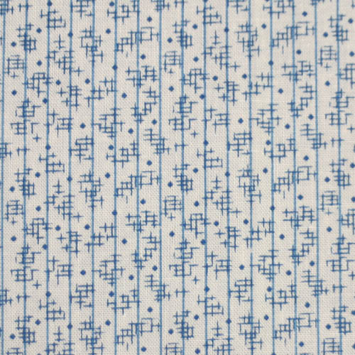 USAコットン【キャリコ】ストライプ　ドット柄  ブルー系(UCR-099)