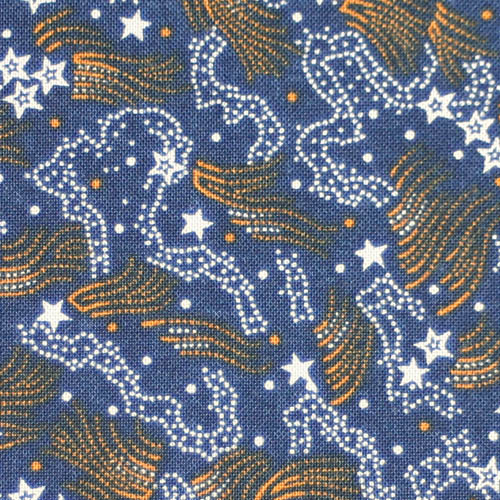 USAコットン【キャリコ】星柄  天の川柄  ネイビーブルー系  50x55cm (UCR-103)