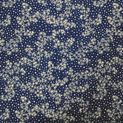 【USAコットン  キャリコ】ボタニカル 草花柄 ドット柄 ネイビーブルー 生成り  (UCR-363)