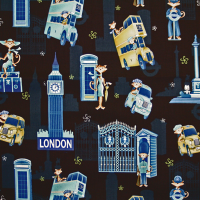 【猫柄プリント】「London Cats」50x55cm (UCT-029) カラーバリエーション