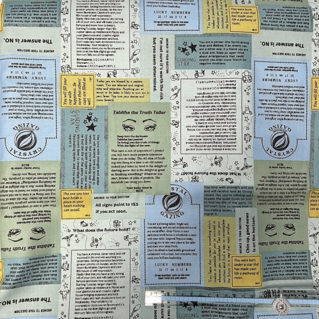 【USAコットン】英字 コラージュ柄  布地 ブルー系(UEG-161)