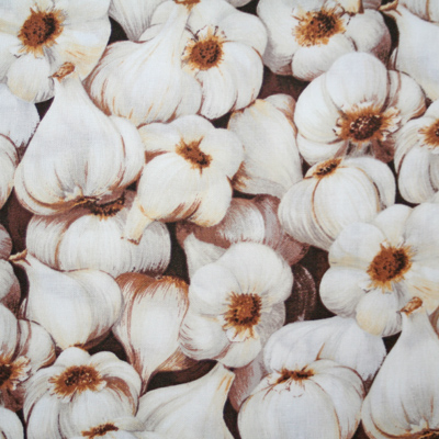USAコットン【Foods&Kitchen柄】リアルプリント　にんにく柄布地 (UFK-053)