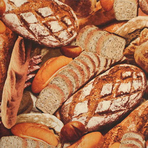 USAコットン【Foods & Kitchen柄】リアルプリント　パン柄 (UFK-174)