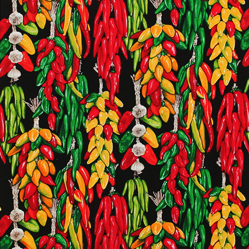 USAコットン【Foods & Kitchen柄】50x55cm (UFK-191)とうがらし柄 ガーリック柄