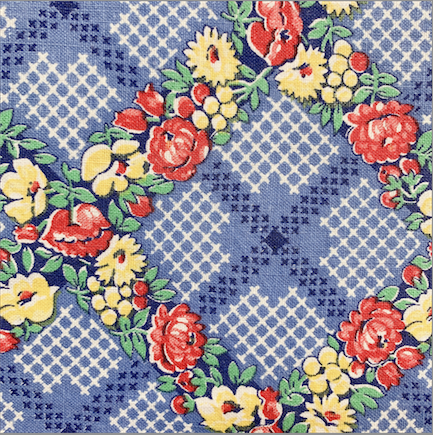 海外で人気の【フィードサック】 1930年代アメリカ製 穀物袋の布地 ヴィンテージ布 花柄 チェック柄 UFS-236