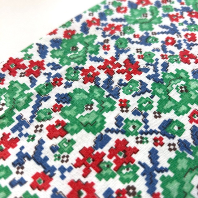 フィードサック リーフ柄 アンティーク 中綿入手縫い超大判