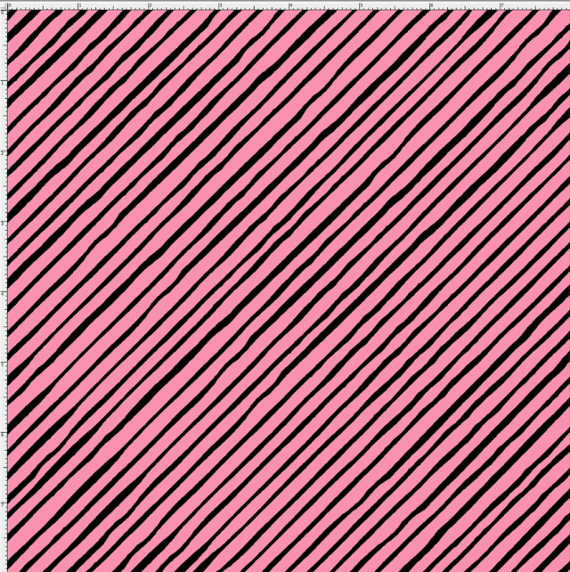 USAファブリック【Loralie Designs】ロラライハリス - Sorta Stripe Bias Pink / Black Fabric ソータストライプバイアス ピンクブラック 輸入生地 (ULH-015)