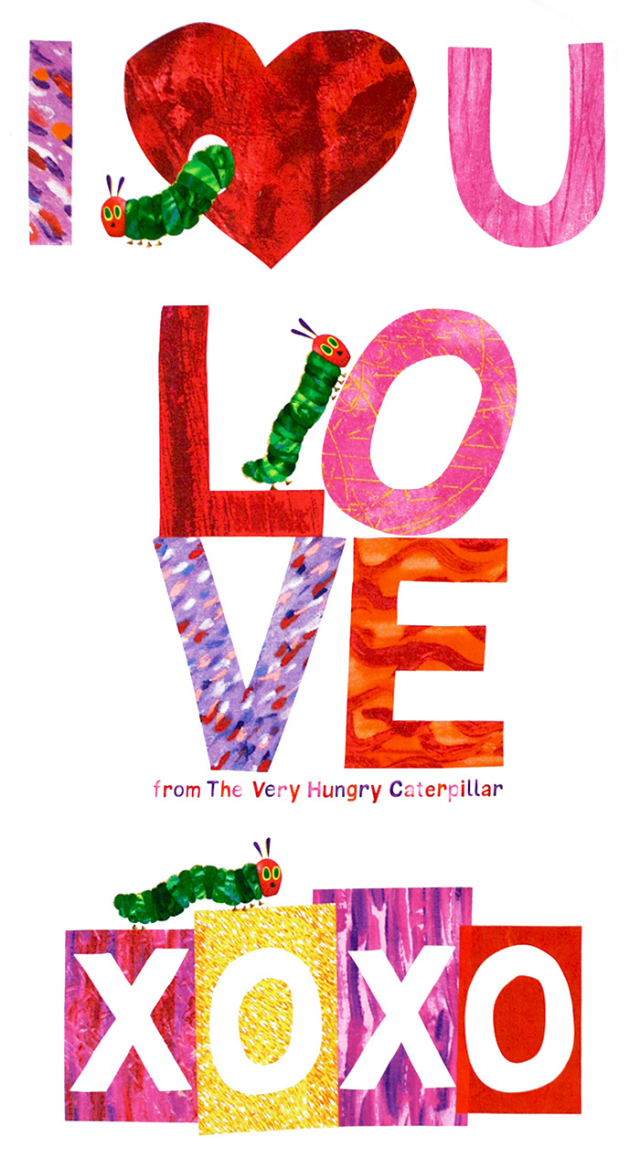 UHC-038  USAコットン《 はらぺこあおむし著 エリックカールのデザイン生地 》LOVE XOXO ピンク系  パネルプリント