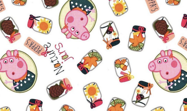 【USAコットンKidsプリント】 - Peppa Pig - ペッパピッグ (UKS-209) WHITE