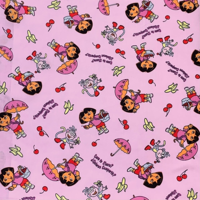 【Kidsプリント】女の子とモンキー柄　ピンク系　(UKS-210)