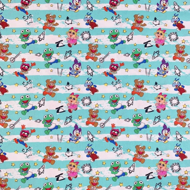 【Kidsプリント】 - Peppa Pig - ペッパピッグ (UKS-214)  セサミストリート 水色ボーダー