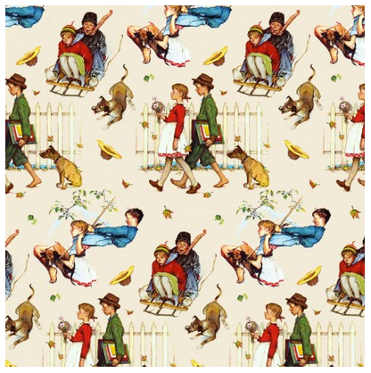 ノーマンロックウェル ドローイング 額装 犬のお風呂 USAコットン Kids