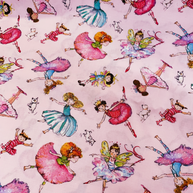 JeanPaulGaultierFEMME/パワーネット/バレリーナ柄 USA生地 Kidsプリント】 バレリーナ柄 (UKS-221) ホワイト、ピンクの2