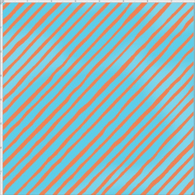 USAファブリック【Loralie Designs】ロラライハリス - Bias Stripe  Turquoise / Orange - ストライプ柄 ターコイズオレンジ (ULH-036) ブルー系