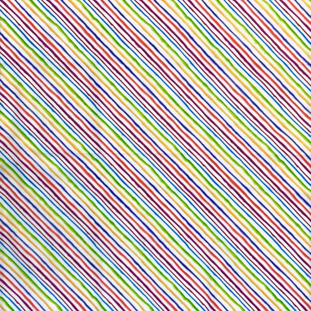USAインポートファブリック【Loralie Designs】 - Quirky Bias Stripe White Fabric - ロラライハリス  クァーキーバイアスストライプ  ビタミンカラーなストライプ柄 (ULH-138)