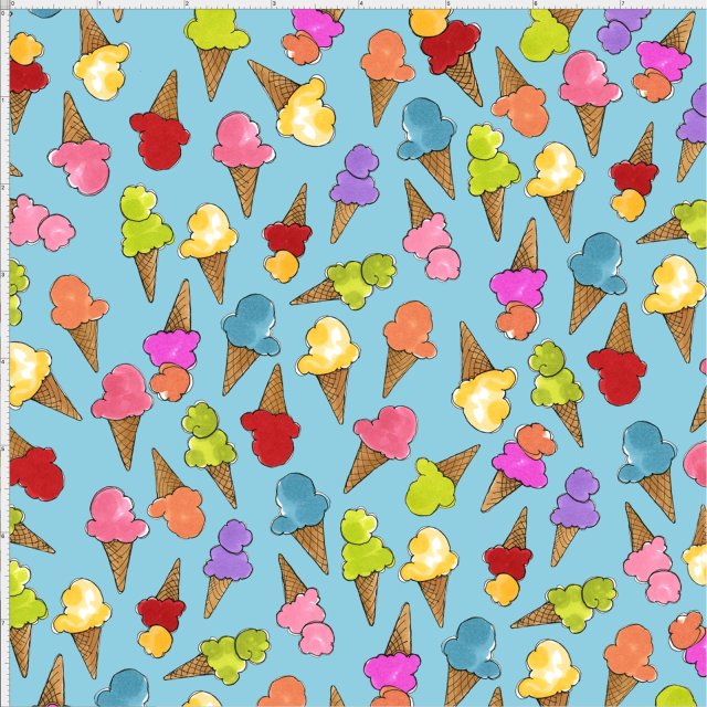 USAファブリック【Loralie Designs】ロラライハリス - Cone Party Turquoise コーンパーティーターコイズ  - (ULH-162) アイス柄 ブルー系