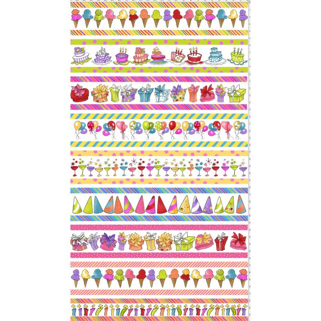 【Loralie Designs】- Party Borders White Fabric Panel -(ULH-165)