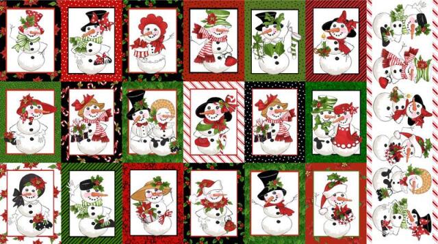 【Loralie Designs】- PANNEL SNOW LADY -Xmasスノーマン柄パネル-ホワイト(ULH-321)