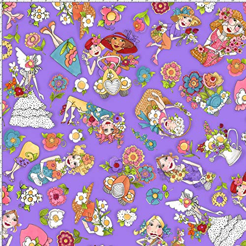 【Loralie Designs】- Blossom Tossed purple Fabric -(ULH-350)パープル系