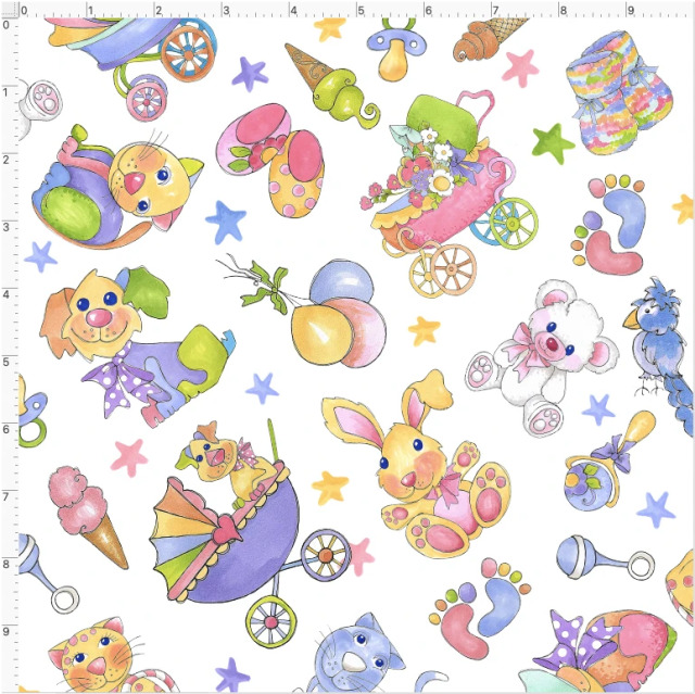 【Loralie Designs】- Busy Baby White 動物柄 ホワイト -(ULH-401)