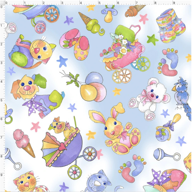 【Loralie Designs】- Busy Baby Blue 動物柄 ブルー -(ULH-403)