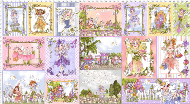 【Loralie Designs】Very Fairy Fabric Panel フェアリー柄 ピンクパープル系 パネル (ULH-415)