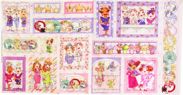 USAファブリック【Loralie Designs】ロラリーデザインズ  Royal Tea Panel  ロイヤルティーパネル  ピンク系  (ULH-427)