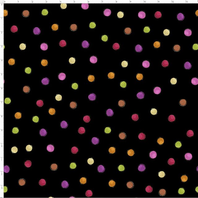 USAファブリック【Loralie Designs】Tea Dot Black Fabric  ロラライハリス  ドット柄生地  ブラック系(ULH-444)