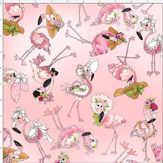 【Loralie Designs】- Tossed Flams Pink Fabric -(ULH-194)