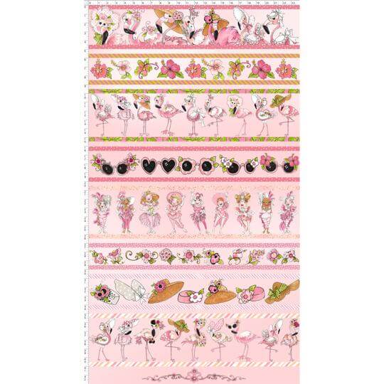 【Loralie Designs】- Flam Borders Pink Fabric Panel-(ULH-196)
