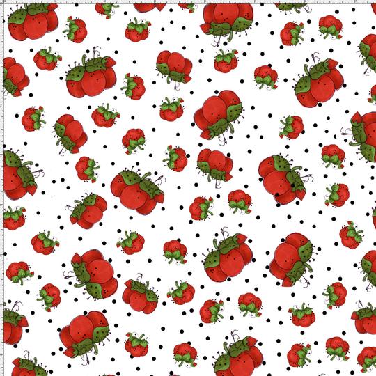 USAファブリック【Loralie Designs】ロラライハリス -Pin Dots White Fabric ピンドットホワイト - ドット柄(ULH-203)レッド・ホワイト系
