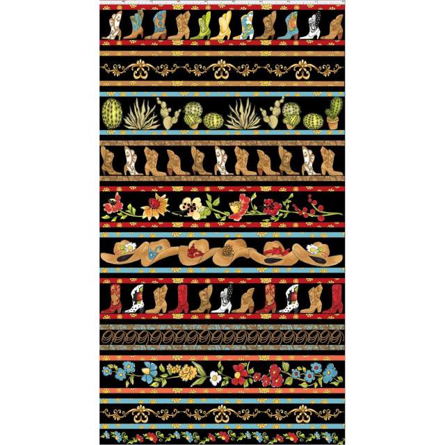 【Loralie Designs】-Whoa Borders Fabric Panel / Black -(ULH-210)