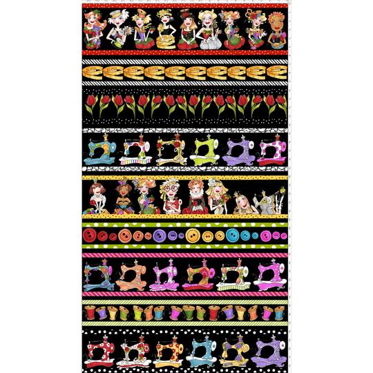【Loralie Designs】-Curious Border Black  Fabric Panel -(ULH-220)