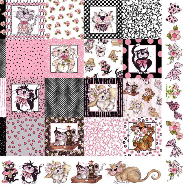 Loralie Designs】ロラライハリス Medley Fancy Cats ネコ柄