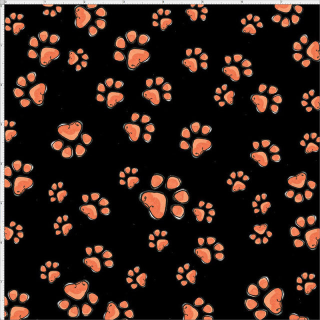 【Loralie Designs】-Fun Paws Black  -(ULH-241)　犬猫足あと柄　ブラック系