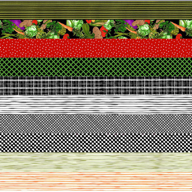 【Loralie Designs】Medley Fun Chefs Strip Fabric Panel(ULH-243)   ロラライハリス パネル生地