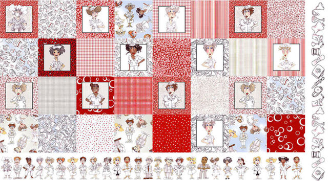 《 40％オフ 》【Loralie Designs】Medley Nifty Nurses ロラライハリス  パネル生地 (ULH-255)