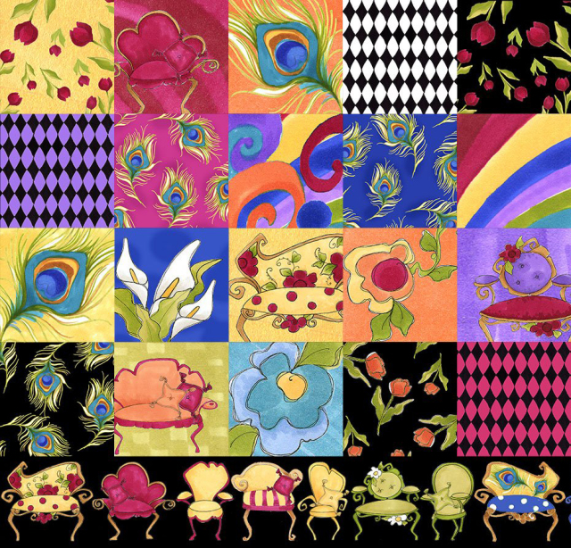 Loralie Designs】Sitting Pretty Medley Fabric Panel(ULH-275