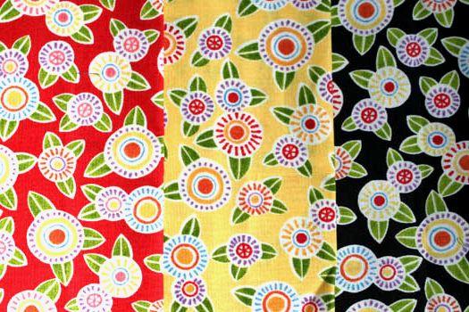 未使用イエロー花柄カンタキルト USAコットン レトロ花柄生地 】50x55cm 3色展開(UME-042)