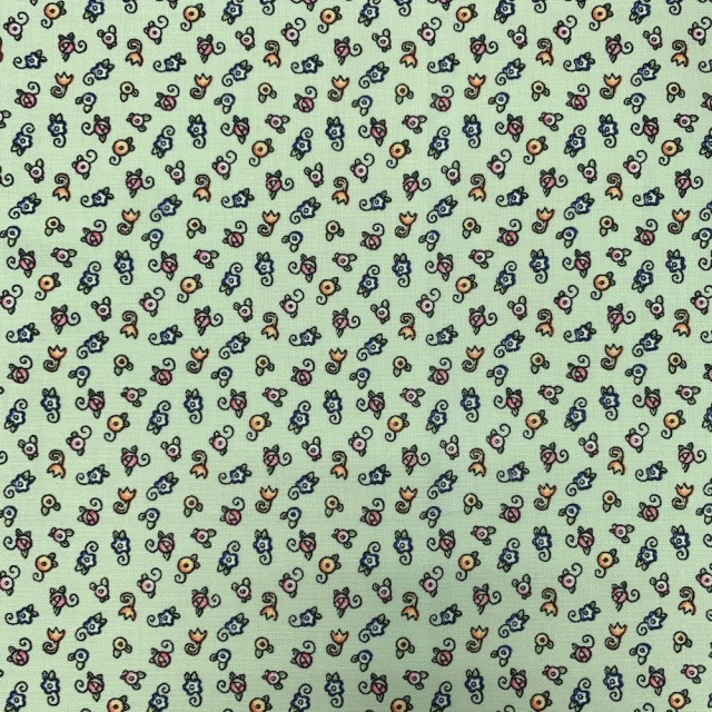 【USAコットン】50x55cm (UME-036)　グリーン系　　花柄