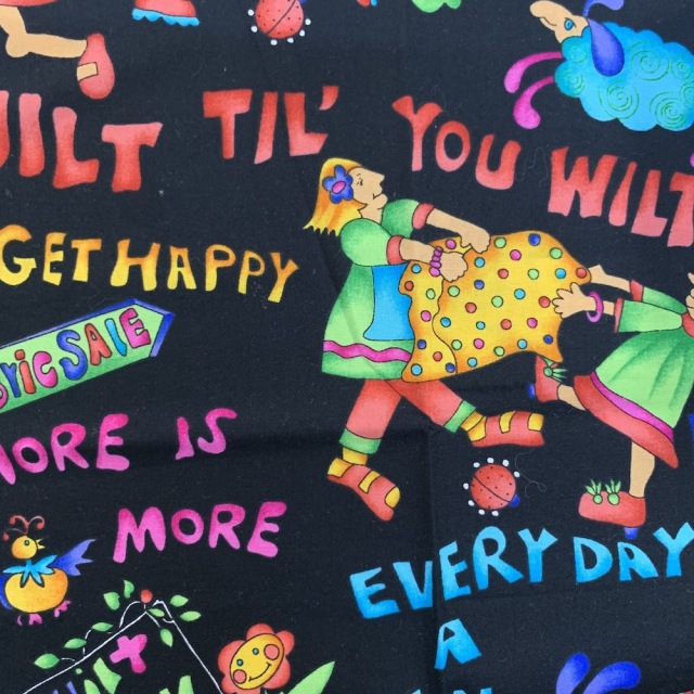 USA輸入コットン生地 50x55cm (UML-024)　　ブラック系　花柄　マルチカラー