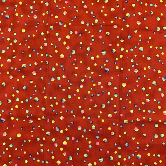USA輸入コットン生地 50x55cm (UML-028)　　レッド系　水玉柄　ドット柄