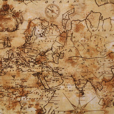 50x110cm (UOTS-342H) ヴィンテージ地図風柄　USAコットン