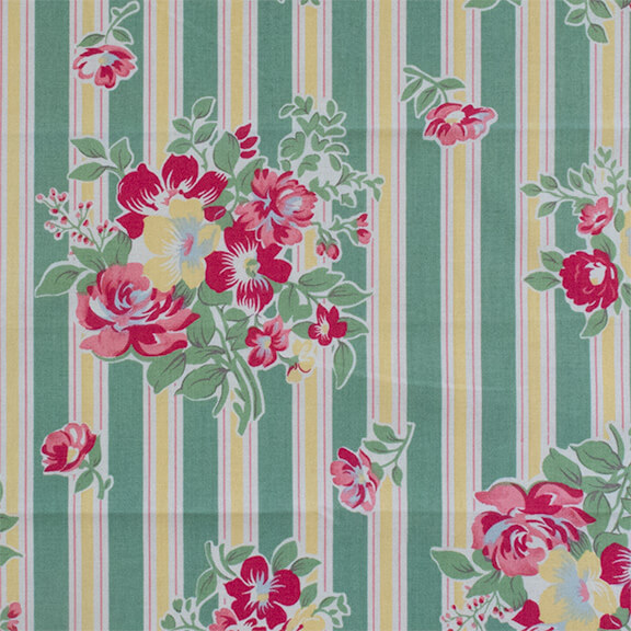 その他プリント】(UOTS-526)グリーン系ストライプ 花柄 50×68cm