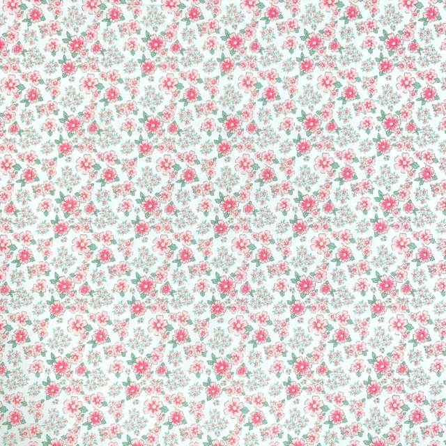 【USAコットン】　花柄　UOTS-564　ホワイトピンク系