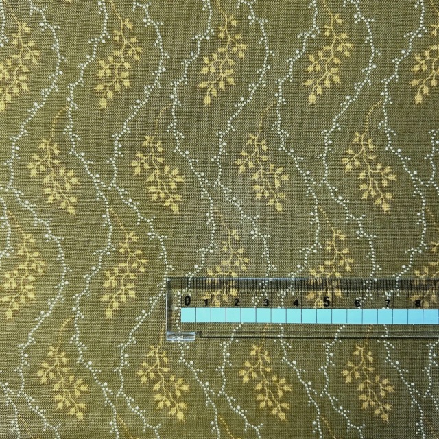 【USAコットン】クラシカルな草花柄  オリーブグリーン系 (UOTS-574)