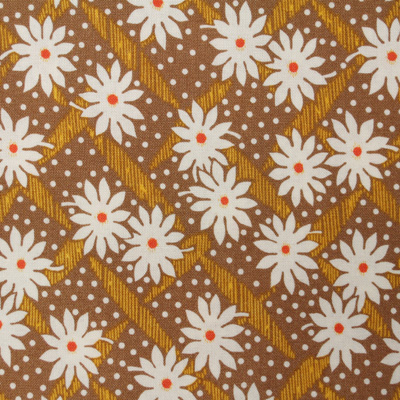 希少生地  USAコットン【サーティーズ（1930年代の復刻版生地）】花柄 ドット ブラウン系   50×27cm (UTH-119)