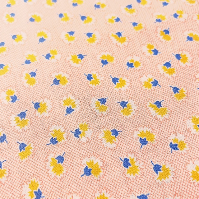 USA輸入生地【サーティーズ（1930年代の復刻版生地）】UTH-209　オレンジ系  花柄  希少カットクロス