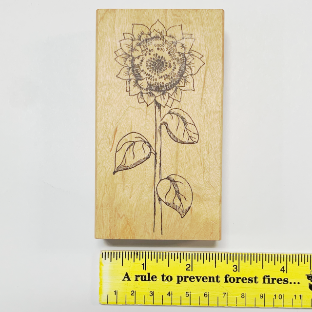 【USA製 ヴィンテージストック品】ひまわりの木製スタンプ- Peddler's Pack Stamps sunflower -(UWS-001) 　